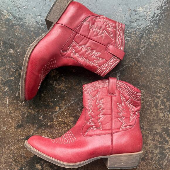 Pistol Cowboy Boot Red Coconuts Matisse Western Ankle Booties Womens 9.5 Cowgirl - Picture 1 of 8